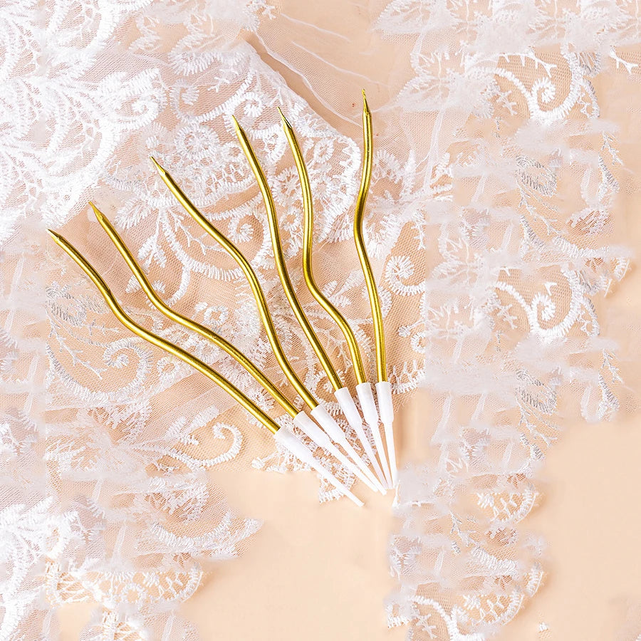 24Pcs/12PCS Champagne Gold Candles Cake Topper  for Birthday Wedding Party DIY Decoration Supply Cake Decoration