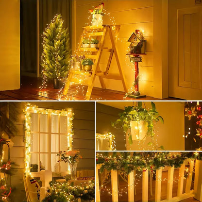 Remote Control USB Firecracker LED Lights with 50-200LED Silver Wire String Fairy Lamp for Bedroom Party Wedding Christmas Decor