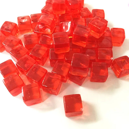 50Pcs/Set 25colors 8mm cube Clear Solid Transparent Square Colorful Crystal Dice Chess Piece Right Angle Sieve For Puzzle Game