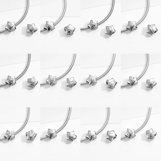 Lignes de Zircon Argent Uni 925 Argent Sterling 12 Signes du Zodiaque pour Perles Charms Compatible Bracelet Original Accessoires Bijoux Diy