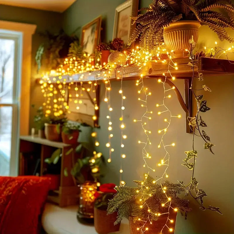 Remote Control USB Firecracker LED Lights with 50-200LED Silver Wire String Fairy Lamp for Bedroom Party Wedding Christmas Decor