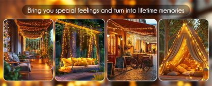 Dây Đèn Led Năng Lượng Mặt Trời Ngoài Trời Hình Pháo Hoa, Dây Đèn Đồng 8 Chế Độ Dùng Trang Trí Đám Cưới Cắm Trại Giáng Sinh