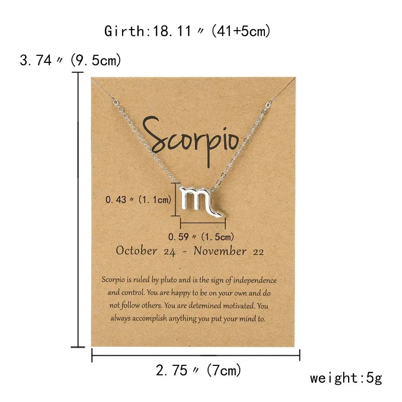 12 Horoscope Silver Color Pendant Necklace for Men Women Taurus Aries Leo Pisces Virgo 12 Constellations Jewelry Holiday Gifts