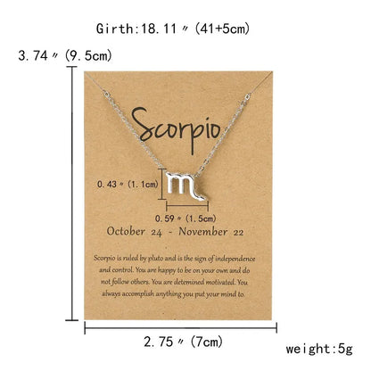 12 Horoscope Silver Color Pendant Necklace for Men Women Taurus Aries Leo Pisces Virgo 12 Constellations Jewelry Holiday Gifts