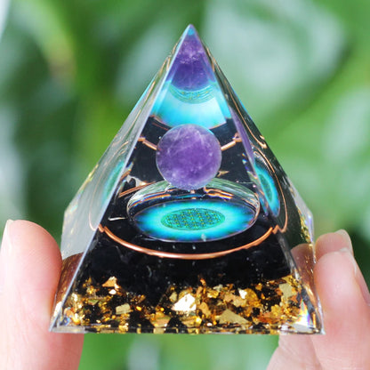 Natural stone amethyst crystalEnergy Generator Orgone Pyramid for E-Energy Protection Healing meditation orgonite crystal chakra
