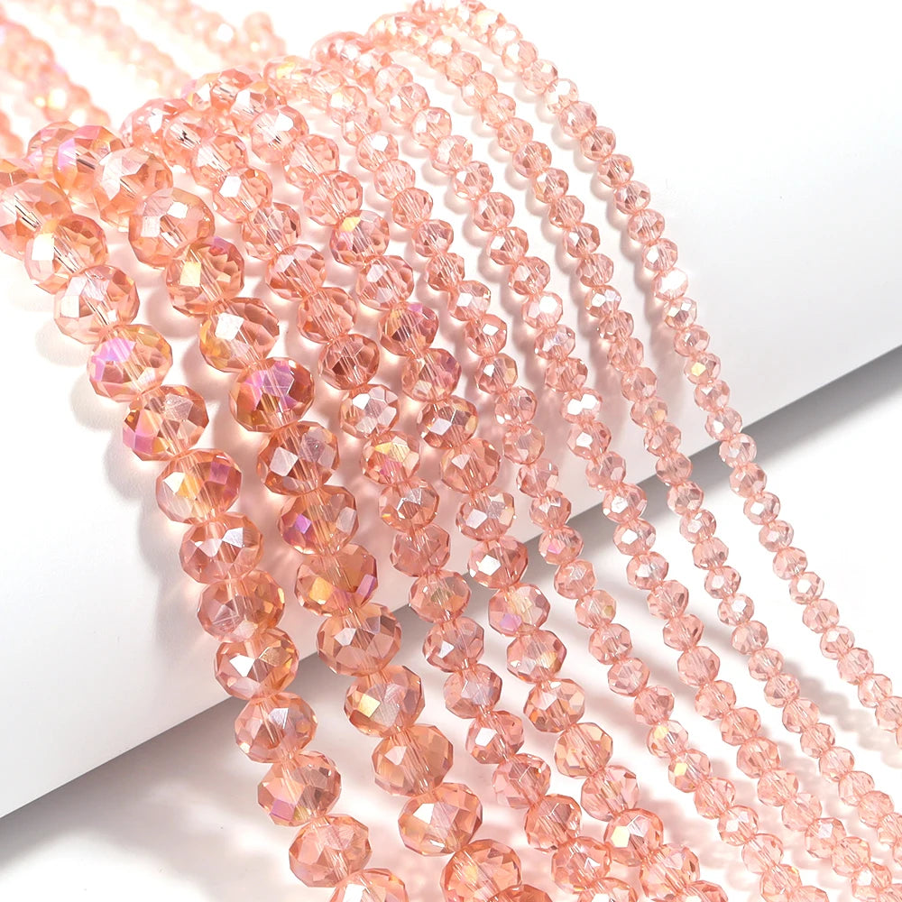 1Strand/Lot 3 4 6 8 10mm Rondelle Flat Faceted Crystal Beads Glass Spacer Beads For DIY Crafts Ornament Making Handmade Accesso