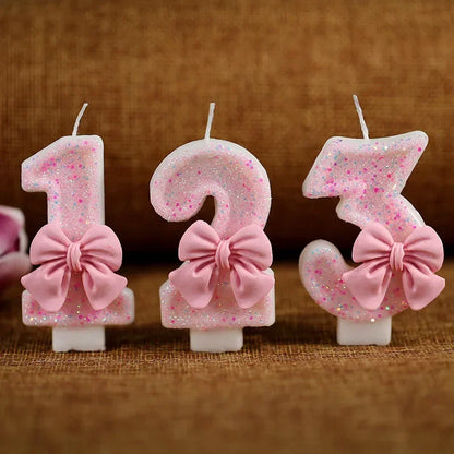 New Number Cake Candle Pink Glitter Birthday Candle 1 2 3 4 5 6 7 8 9 3D Number Candle Cake Topper Birthday Party Cake Decor