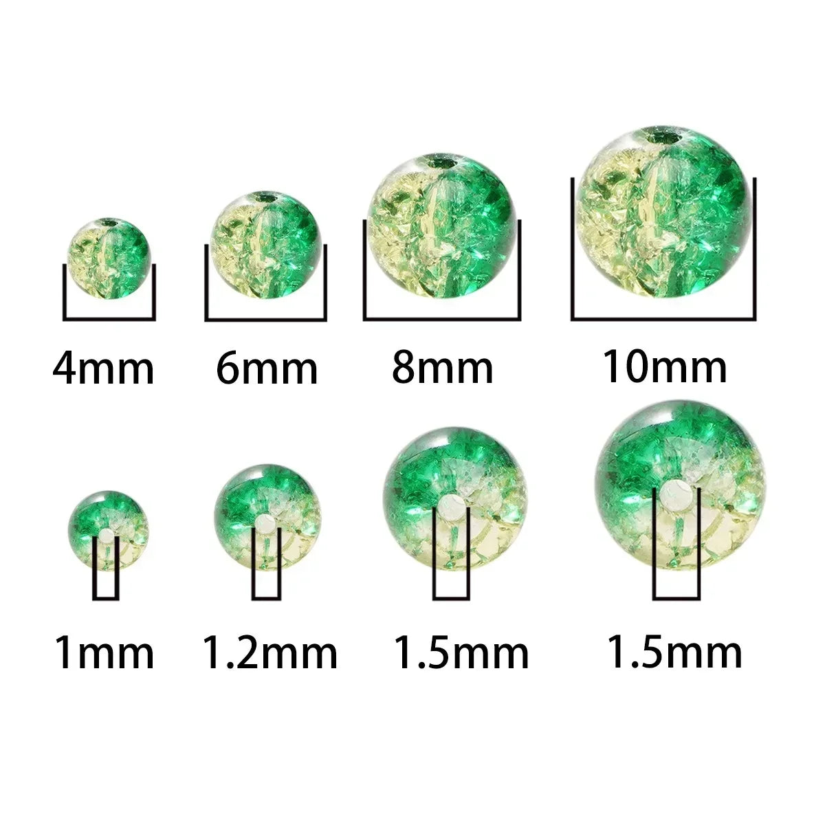 4 6 8 10mm Cracked Crystal Beads High-Quality Dual Color Glass Beads Snow Crack Crystal Beads for Jewelry Making DIY Bracelet