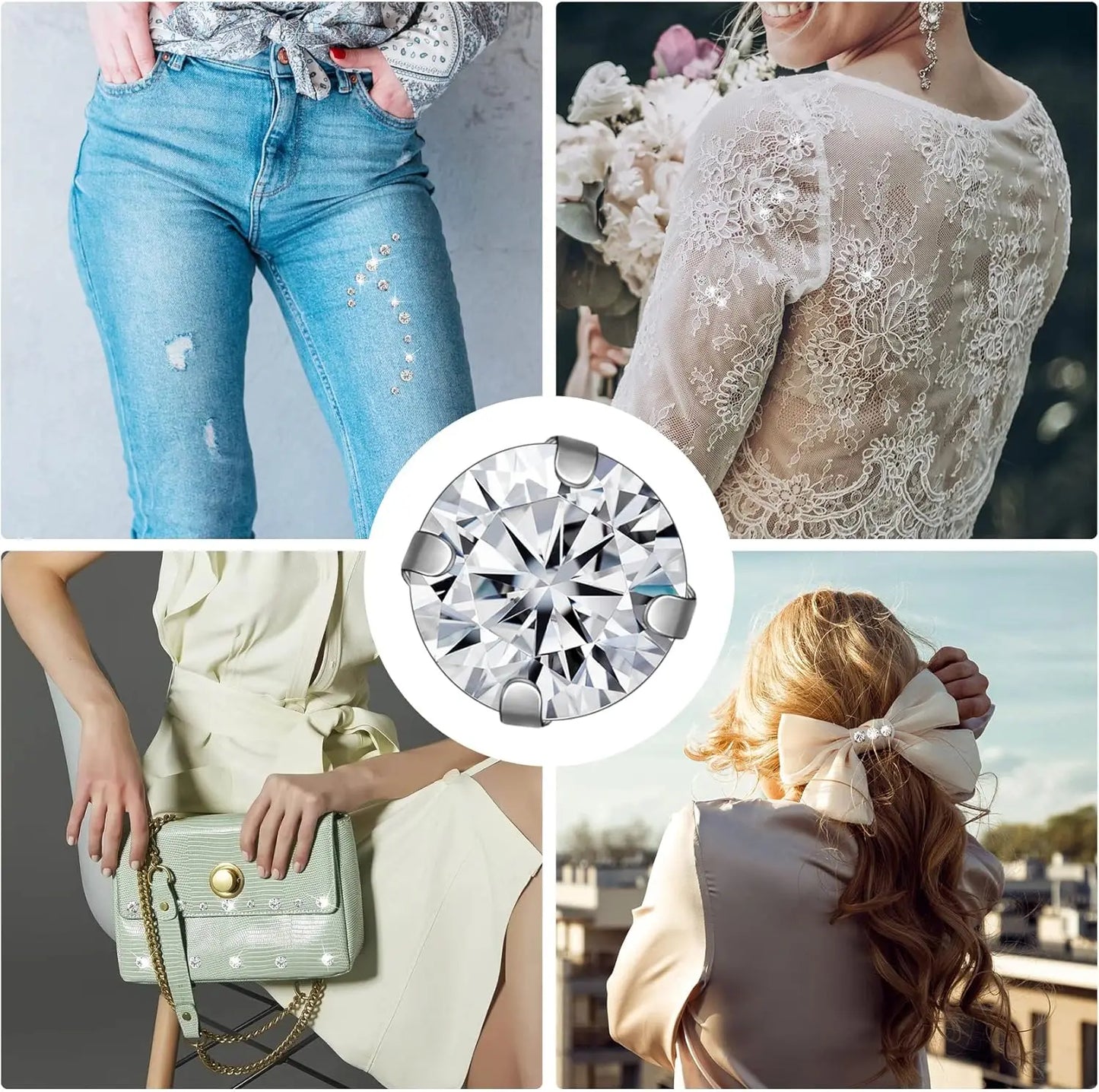 500PCS Crystal Stitching Rhinestones Stitching Rhinestones with Silver Claws 3-10 mm Glass Rhinestones for Crafts, Garment