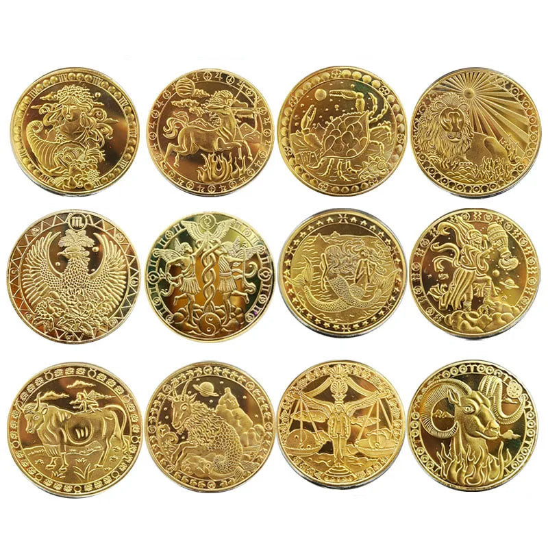 Pièce de monnaie souvenir du zodiaque de 4 cm, collection physique à collectionner, métal porte-bonheur, décorations d'intérieur antiques