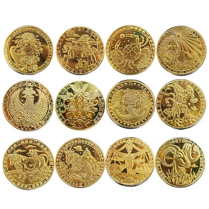Pièce de monnaie souvenir du zodiaque de 4 cm, collection physique à collectionner, métal porte-bonheur, décorations d'intérieur antiques