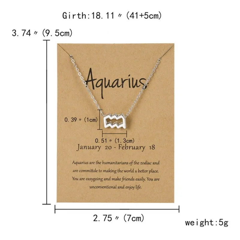12 Horoscope Silver Color Pendant Necklace for Men Women Taurus Aries Leo Pisces Virgo 12 Constellations Jewelry Holiday Gifts