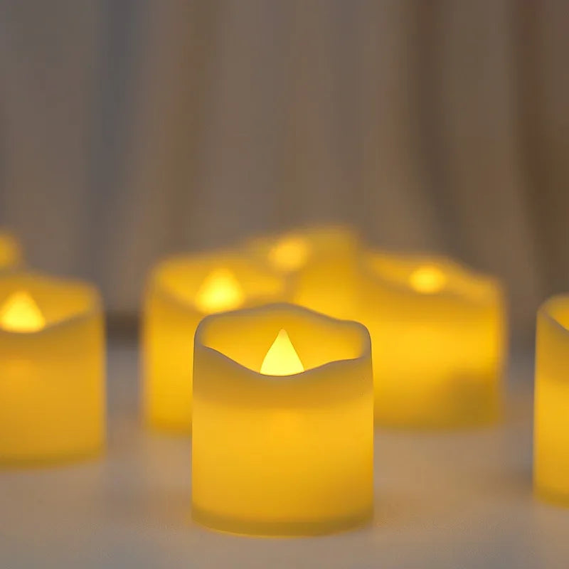 Flickering LED Ivory Electronic Candle, Flameless Tealight Candle,Battery Operated LED Tealight Candle, Ideal for Weddings, Ta