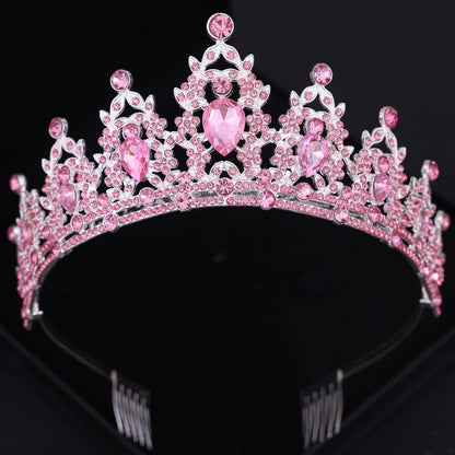 Wedding Hair Tiara Crystal Bridal Tiara Crown Silver Color Diadem Veil Tiaras Wedding Hair Accessories Headpieces Head Jewelry