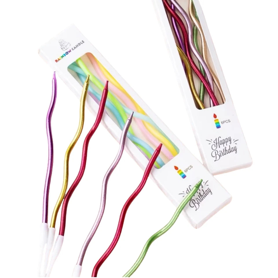 1/6boxes 15CM Curved Cake Candles Birthday Baby Shower Gender Reveal Cupcake Decorating Candle Toppers Wedding Party Decorative