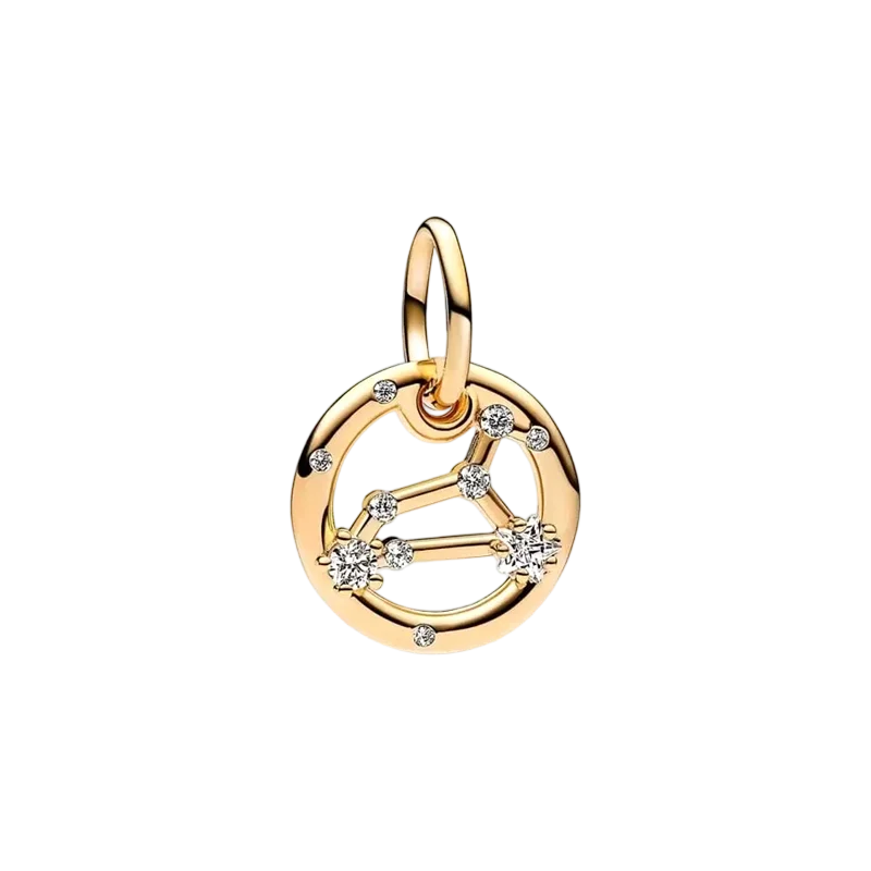 Plaqué or étincelant 12 signes du zodiaque breloque perles pendentif ajusté Original Bracelet en argent perles de collier pour bricolage bijoux femmes cadeau