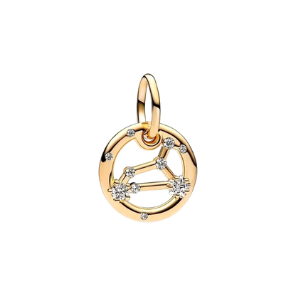 Plaqué or étincelant 12 signes du zodiaque breloque perles pendentif ajusté Original Bracelet en argent perles de collier pour bricolage bijoux femmes cadeau