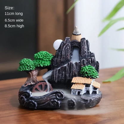 2024 Resin Reflux Incense Burner Tower Sandalwood Decoration Home Indoor Aromatherapy Mosquito Repellent Incense Burner Ornament