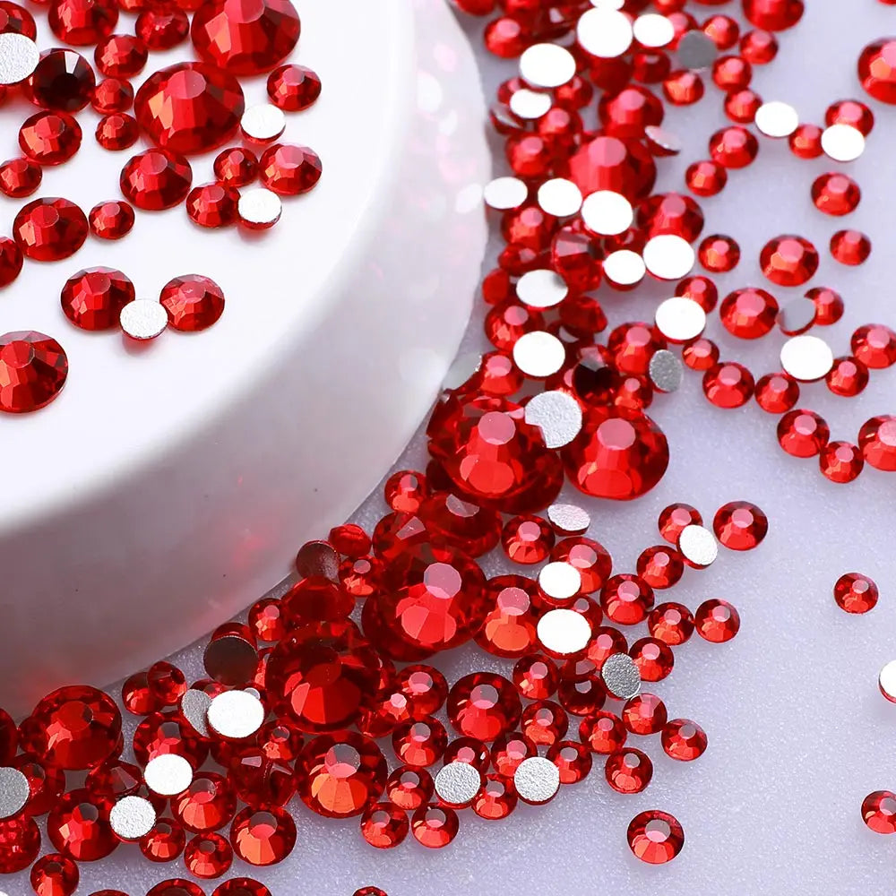 SS3-SS20 Mix Size Glitter Glass Round Rhinestones Silver Bottom Non Hotfix Small Size Crystal For Nail Art Clothes Decoration