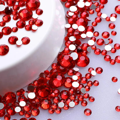 SS3-SS20 Mix Size Glitter Glass Round Rhinestones Silver Bottom Non Hotfix Small Size Crystal For Nail Art Clothes Decoration