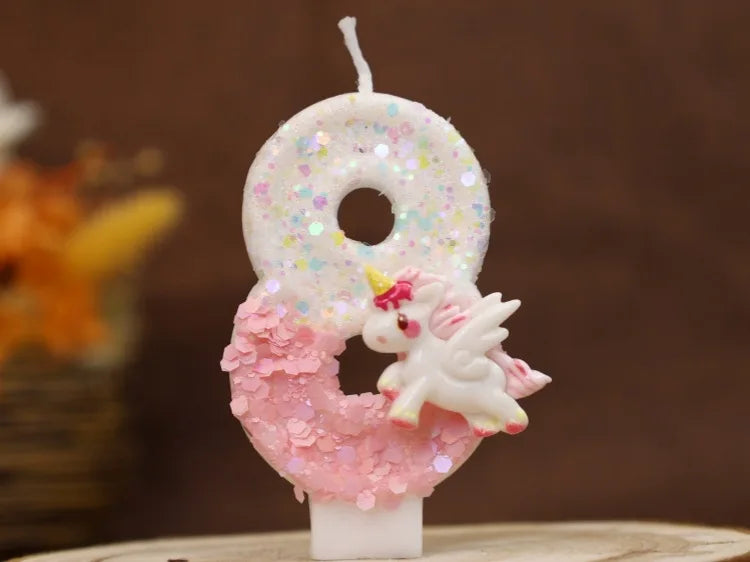 Nến Sinh Nhật Vui Vẻ Nến Số 0-9 Nến Sinh Nhật Kỳ Lân Hồng Trang Trí Bánh Nến Tiệc Sinh Nhật Trẻ Em
