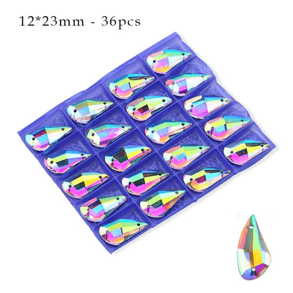 Crystal AB Ordinary Crystal Glass Sewing Rhinestones Sew On Flatback Rhinestone Wedding Dress Accessories DIY Garment Making