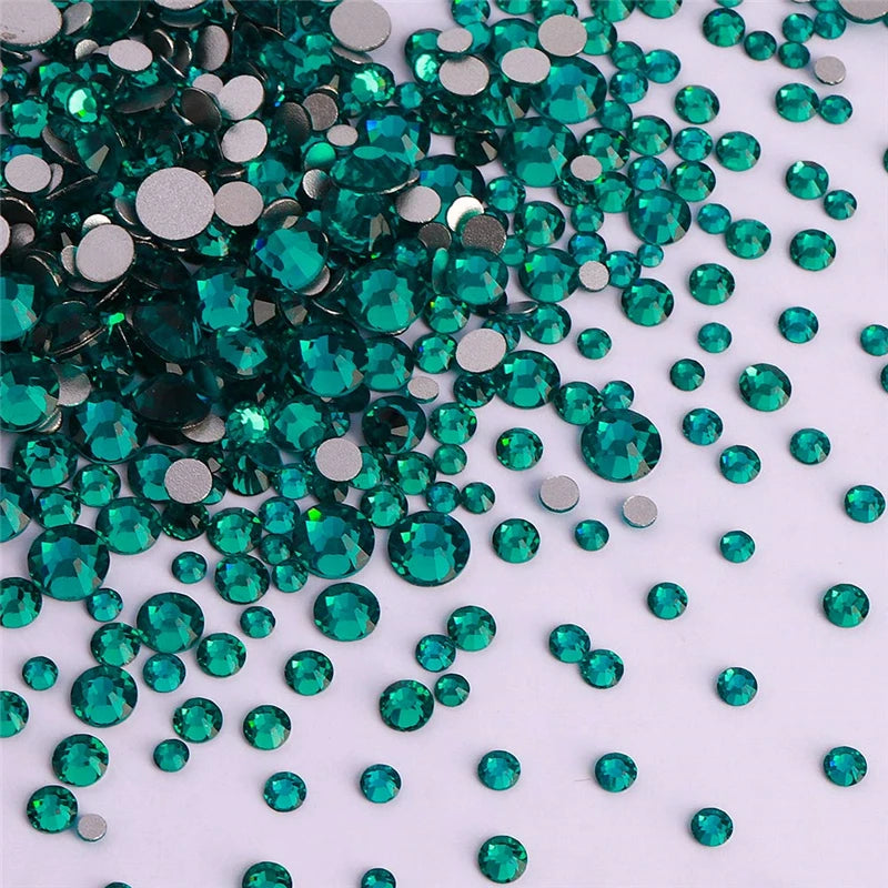 1440Pcs Mix Size Glass Flatback Rhinestone Glitter Crystal AB Round Diamond Non Hotfix Glue On Stone for DIY Nail Art Decoration