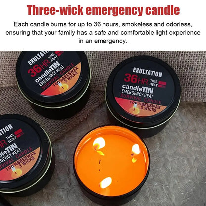 Nến Khẩn Cấp 36 Giờ 3 Bấc, Nến Sáp Ong Bền Lâu Hương Thơm Tựa Nến Sinh Tồn Cho Gia Đình Cắm Trại Câu Cá