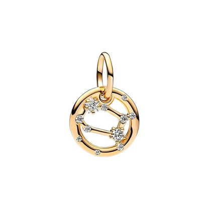 Plaqué or étincelant 12 signes du zodiaque breloque perles pendentif ajusté Original Bracelet en argent perles de collier pour bricolage bijoux femmes cadeau