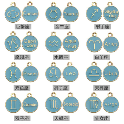 Accessoires de la série des 12 symboles du zodiaque, breloques pendentifs émaillés double face pour bracelets, colliers et boucles d'oreilles.