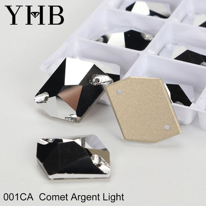 YHB Top Quality Cosmic Glass Crystal AB Moonlight Sewing Stones Flatback Sew on Rhinestones For Garment Clothes Bags