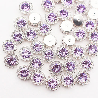 8mm-12mm Sunflower Sewing Claw Rhinestones Crystals Glass Beads Buttons Stones Sew On Rhinestone for Clothes Sewing Accessories