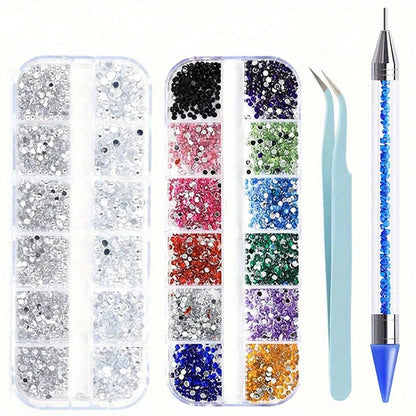 Nails Art Multi-Size Flat Back Acrylic Rhinestones 3D Crystal DIY Decorations Glitter Crystal Gem Manicure Accessories With