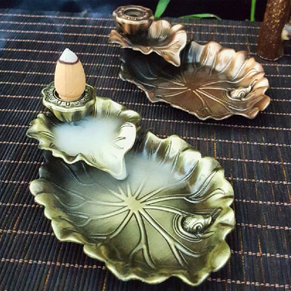Incense Waterfall, Incense Cone Burner Frog or Fish Backflow Insense Burner Metal Incense Burner Aromatherapy Ornament Home Yoga