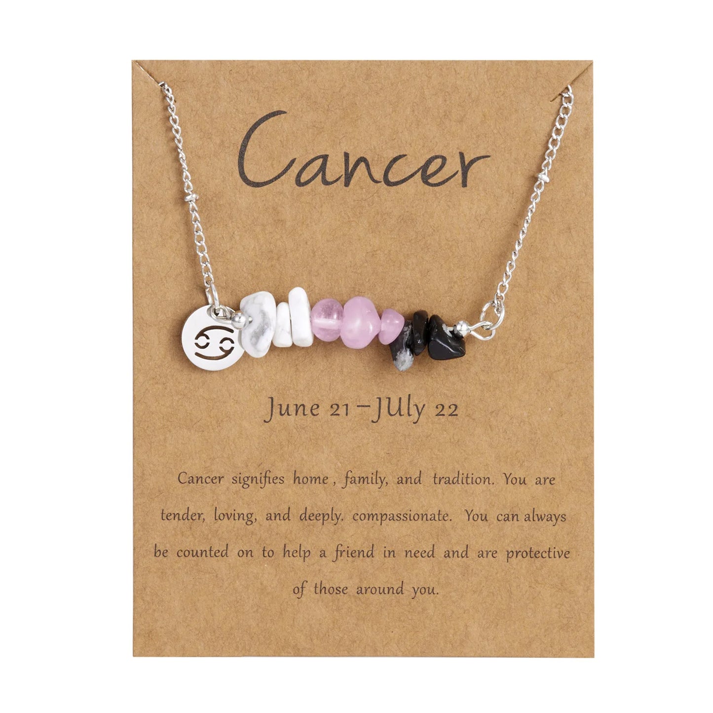 12 Zodiac Signs Constellation Charm Natural Crushed Stone Beaded Necklace for Men Women Couple Choker Virgo Leo Libra Jewelry