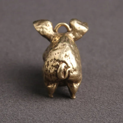 Retro Copper Chinese 12 Zodiac Flying Pig Statue Home Decoration Antique Brass Lucky Animal Figurine Small Table Desk Ornaments