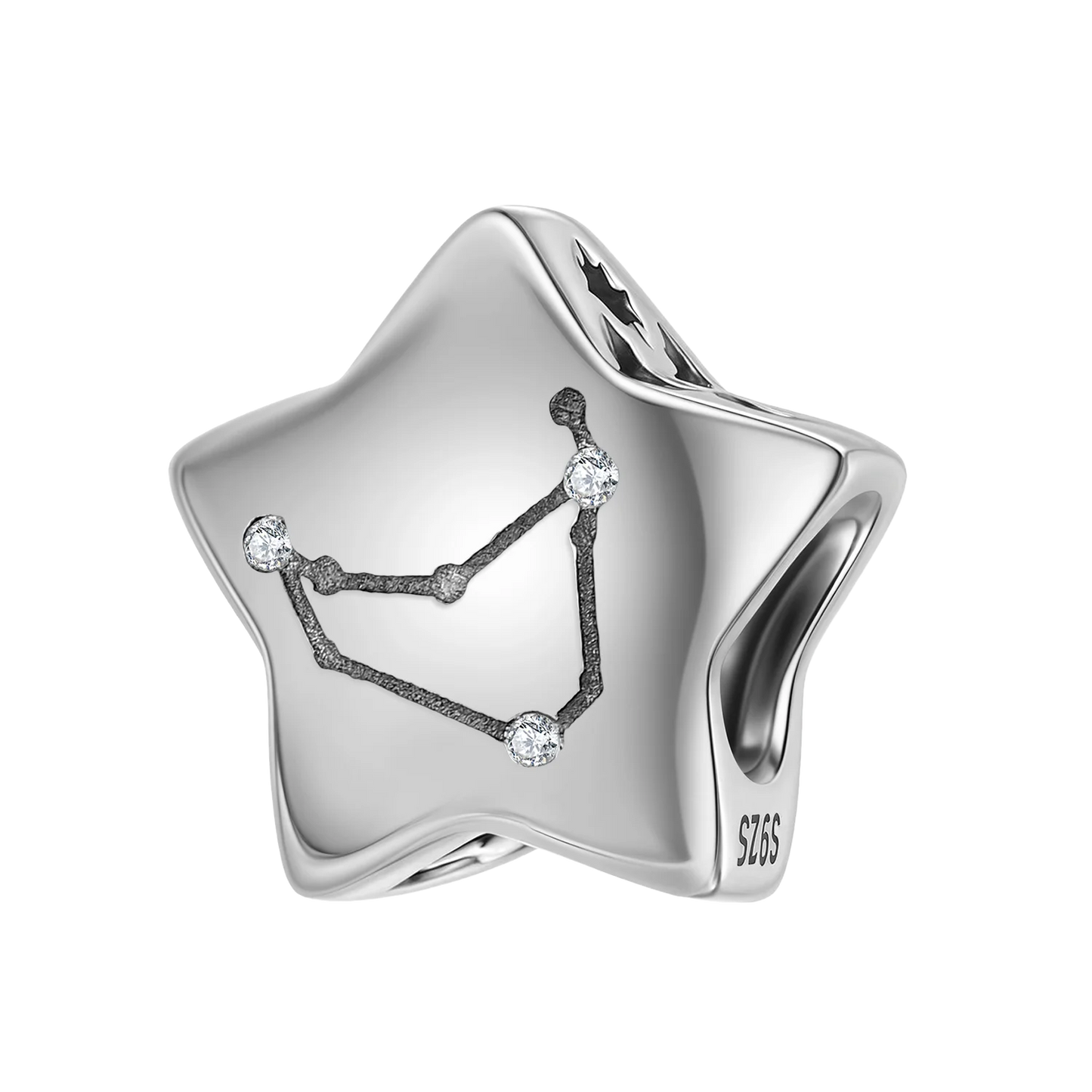 Plain Silver Zircon Lines 925 Sterling Silver 12 Zodiac Signs for Charm Beads Fit Original Bracelet Diy Jewelry Accessories