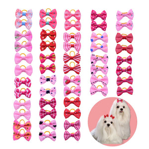 10/20/30pcs Dog Grooming Bows mix 30colours Cat dog Hair Bows Small Pog Grooming Accessories Dog Hair Rubber Bands Pet Supplier