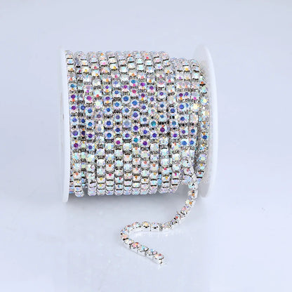 PEESOM SS6-SS18 Crystal Rhinestone Cup Chain Sew on Glass Rhinestone Trim Chain Glue On Colorful Crystal Cup Chain for DIY Craft