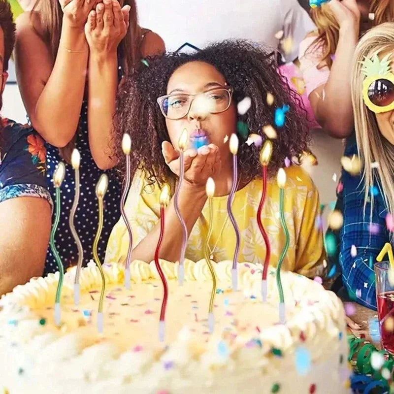 1/6boxes 15CM Curved Cake Candles Birthday Baby Shower Gender Reveal Cupcake Decorating Candle Toppers Wedding Party Decorative