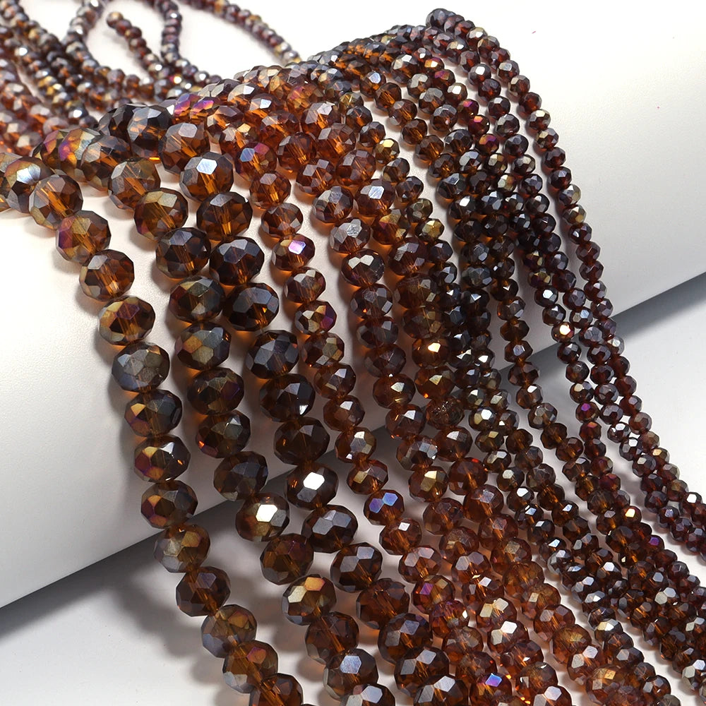 1Strand/Lot 3 4 6 8 10mm Rondelle Flat Faceted Crystal Beads Glass Spacer Beads For DIY Crafts Ornament Making Handmade Accesso