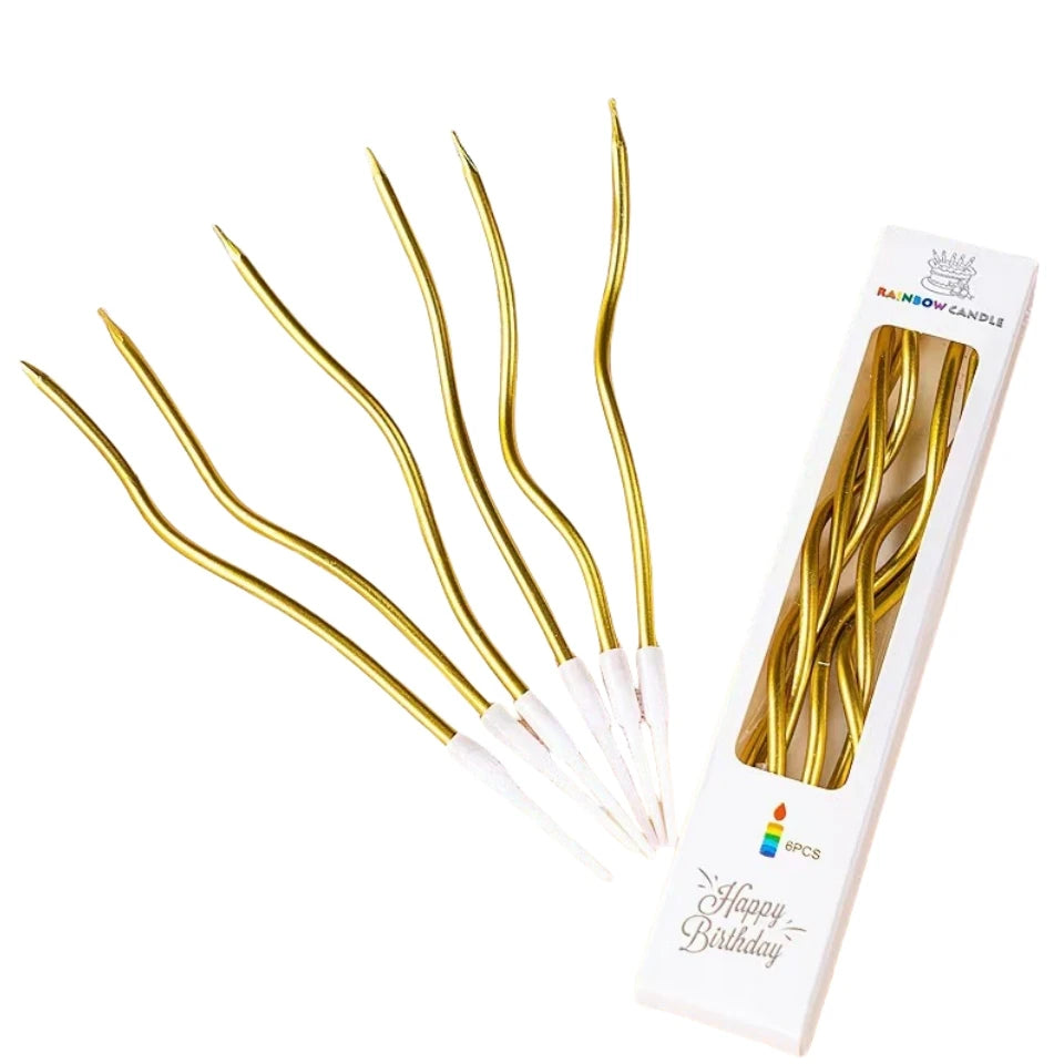 1/6boxes 15CM Curved Cake Candles Birthday Baby Shower Gender Reveal Cupcake Decorating Candle Toppers Wedding Party Decorative