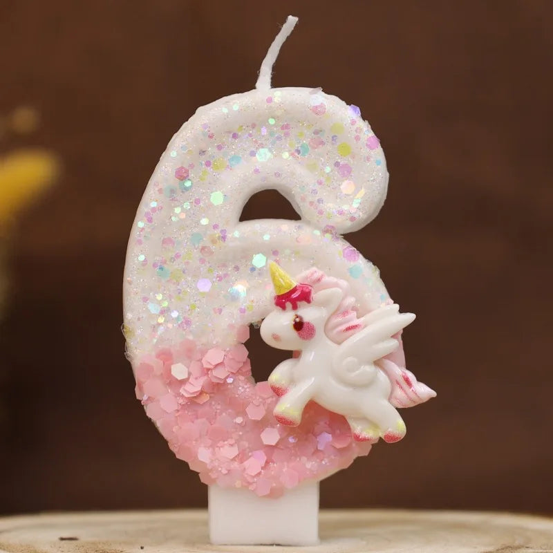 Nến Sinh Nhật Vui Vẻ Nến Số 0-9 Nến Sinh Nhật Kỳ Lân Hồng Trang Trí Bánh Nến Tiệc Sinh Nhật Trẻ Em