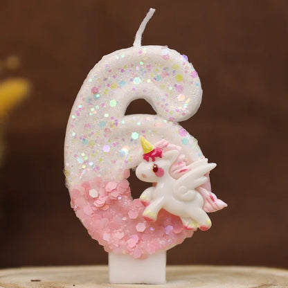 Nến Sinh Nhật Vui Vẻ Nến Số 0-9 Nến Sinh Nhật Kỳ Lân Hồng Trang Trí Bánh Nến Tiệc Sinh Nhật Trẻ Em