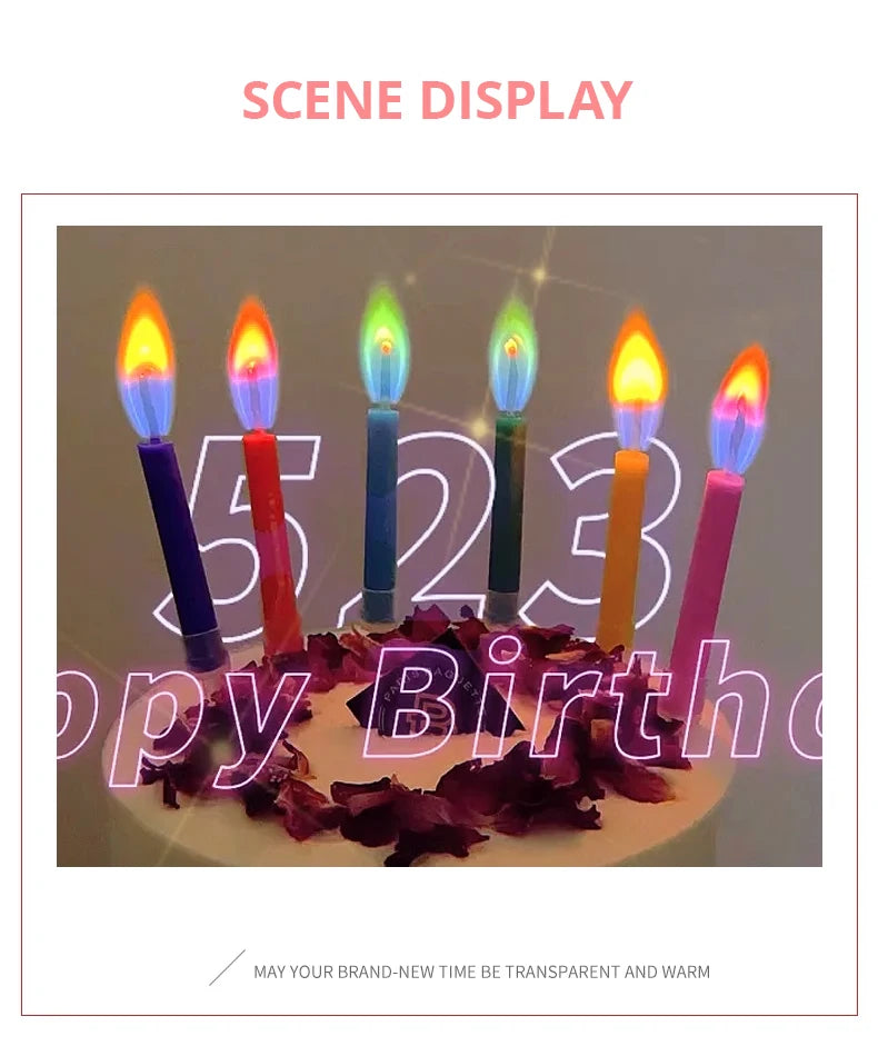 Colored Birthday Party Supplies 6/12pcs Wedding Colorful Multicolor Candles Safe Flames Dessert Cake Candles Decoration