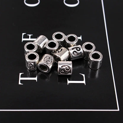 12pcs/lot Zodiac Spacer Beads Fit Charm Bracelet European Beads Jewelry Constellation Symbol DIY Beads 7.5x7.5mm B7