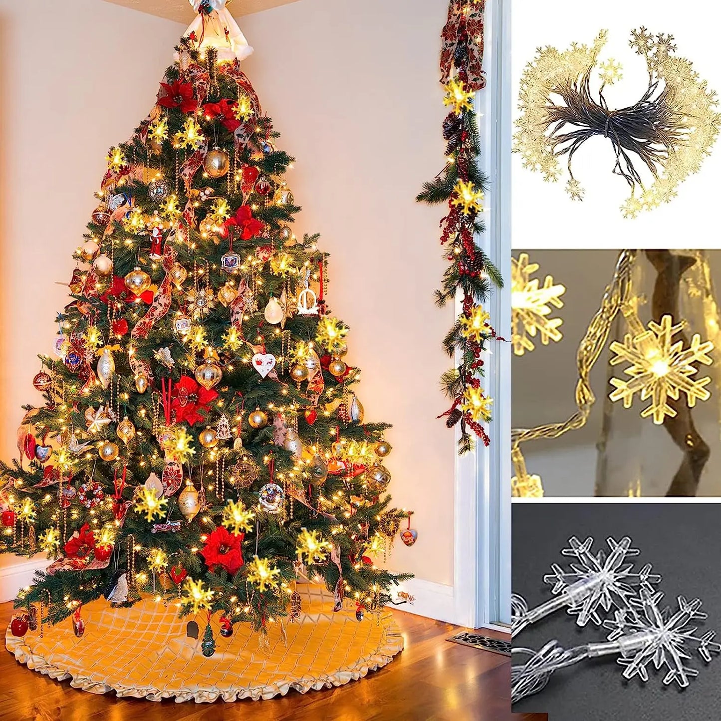 Dây Đèn LED Snowflake Trang Trí Nhà Cửa Giáng Sinh Đám Cưới Đèn Trang Trí Giáng Sinh Tại Nhà Trang Trí Tiệc Navidad