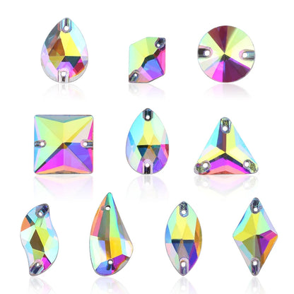 Crystal AB Ordinary Crystal Glass Sewing Rhinestones Sew On Flatback Rhinestone Wedding Dress Accessories DIY Garment Making