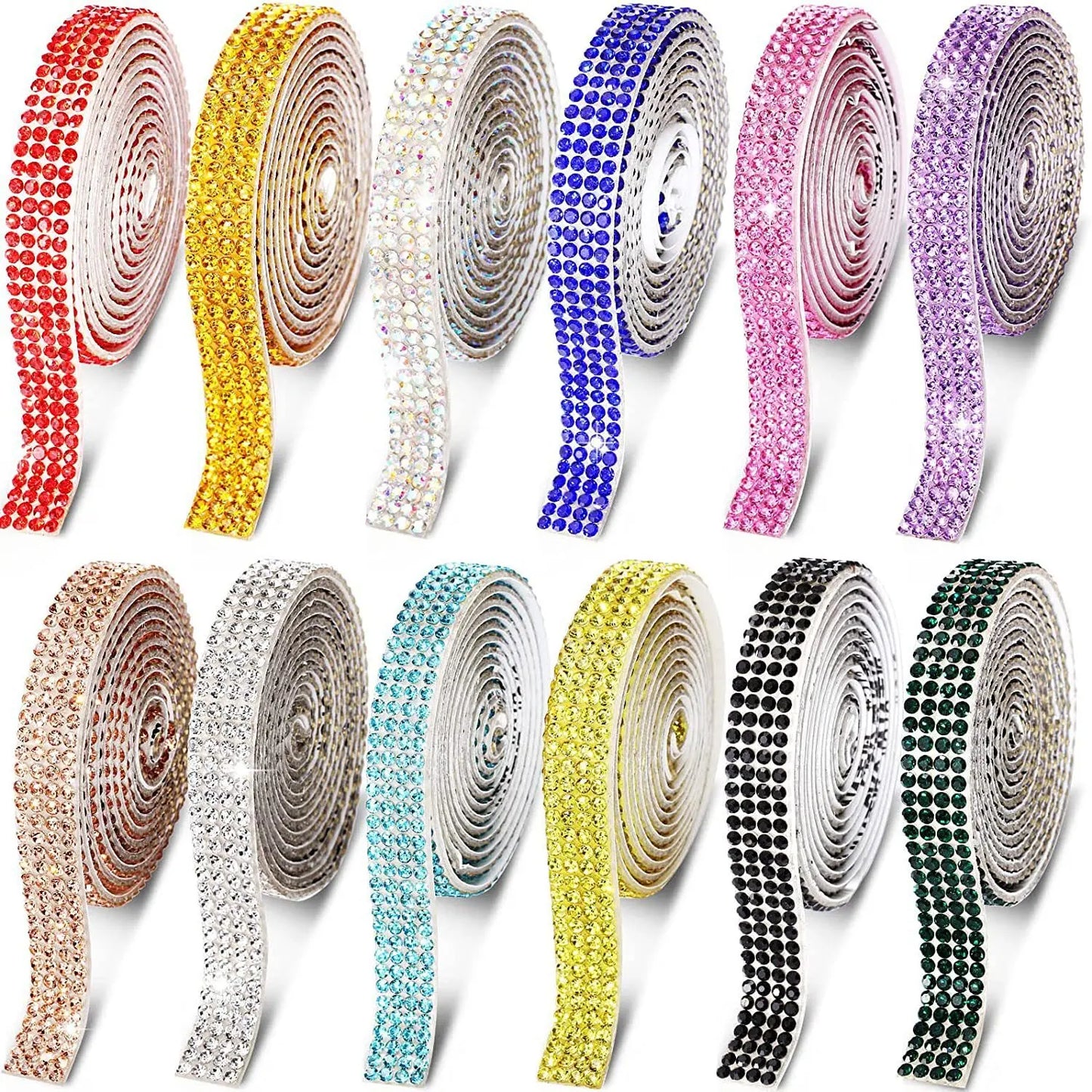 Self Adhesive Crystal Rhinestone Sticker Diamond Ribbon DIY Sticker Rhinestones Arts Crafts Car Phone Decoration Dropshipping