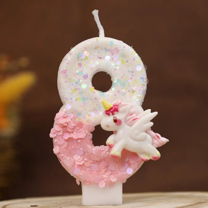 Nến Sinh Nhật Vui Vẻ Nến Số 0-9 Nến Sinh Nhật Kỳ Lân Hồng Trang Trí Bánh Nến Tiệc Sinh Nhật Trẻ Em